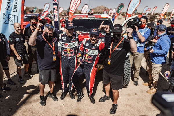 Nasser-Al-Attiyah-and-Mathieu-Baumel-winning-Dakar-2022-Cars-category-with-Toyota-GAZOO-Racing