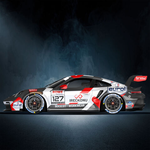 De auto van Tom Coronel voor de Porsche Cup.
