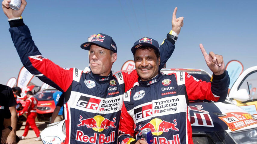 Nasser et Matthieu, vainqueurs du Dakar 2022 pour Toyota GAZOO Racing.