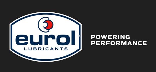 Eurol logo tarczy + hasło pełny kolor tekst biały
