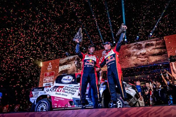 Nasser-Al-Attiyah_Mathieu-Baumel_Winners-Dakar-Rally-2019_Toyota-GAZOO-Racing_Eurol-Lubricants