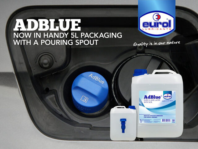 Eurol AdBlue ist jetzt in einer 5-Liter-Verpackung erhältlich, zusammen mit Schmierstoffen.